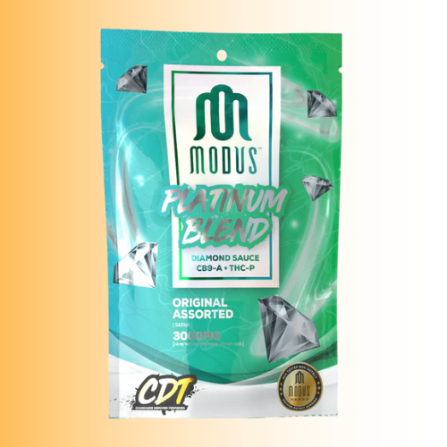 Modus Platinum Blend diamond sauce  original assorted flavor packaging on a gradient background. For customers in the Kenosha and Racine area