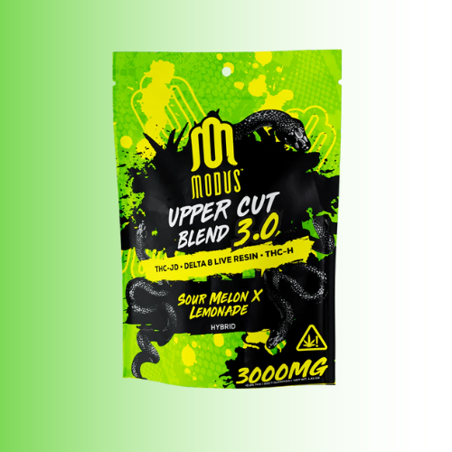 Modus Upper Cut Blend 3.0 packaging Sour Melon X Lemonade flavor on a green background. For customers in the Kenosha and Racine area