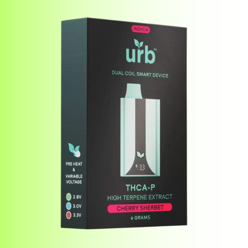 Urb dual coil smart device packaging with green and black design on a light green background. For customers in the Kenosha and Racine area