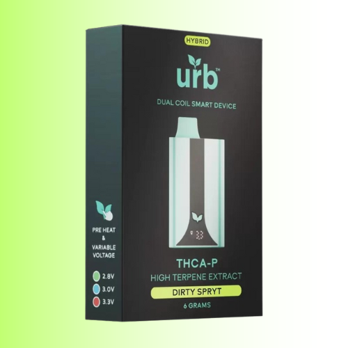 Box of urb dual coil smart device with green gradient background. For customers in the Kenosha and Racine area